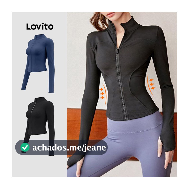 Lovito Casual Jaqueta Esportiva Sporty controle de barriga Fitness Corrida Yoga Pickleball Mulheres LNA109025