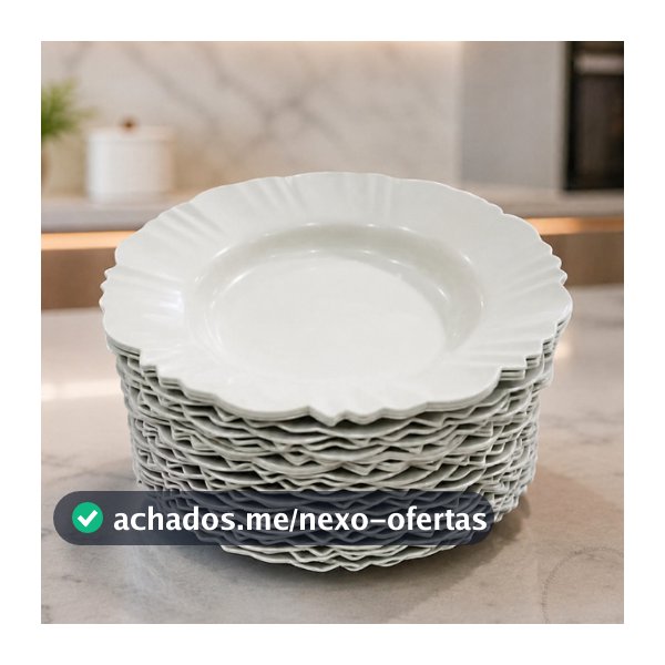 Kit 5 A 30 Prato Fundo Borda Refeição Churrasco Festa Jantar Sopa Jogo de Pratos Plastico Branco Vermelho Preto