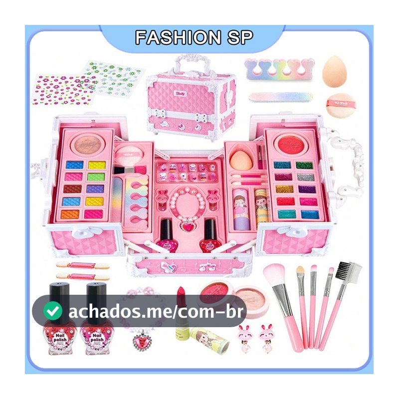 Conjunto Maquiagem C/maleta Infantil Lavável Presente Crianç