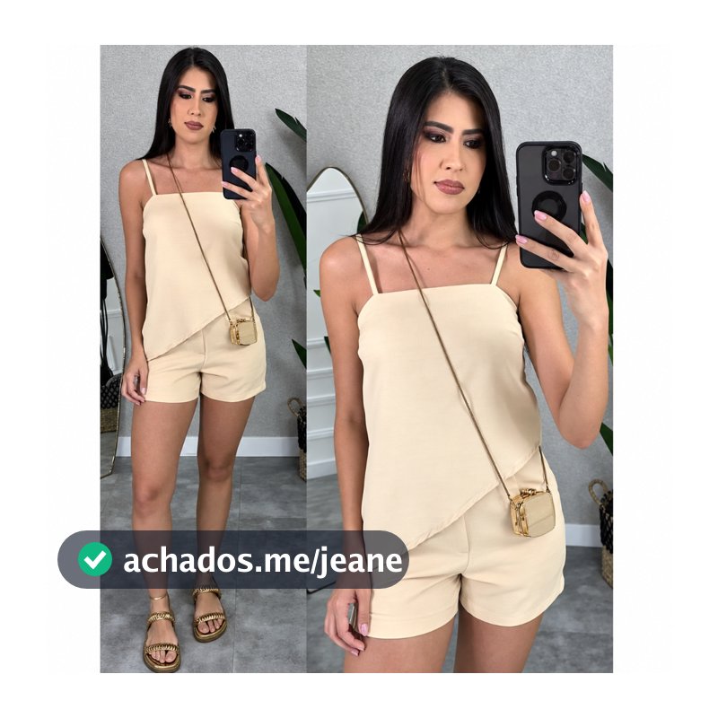 Conjunto Feminino Alfaiataria Regata e Short Estilo Simetria