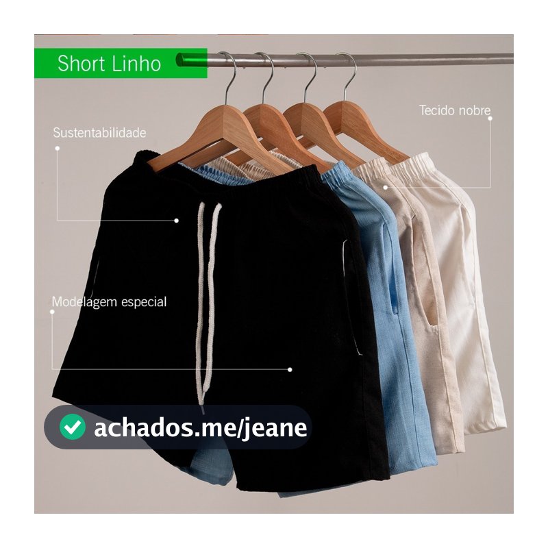 Kit 3 Short Linho Bermuda Mauricinho sarja colorida qualidade premium