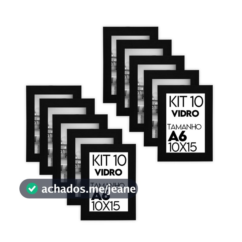 Kit 10 Porta Retratos 10x15cm A6 Com Vidro Para Fotos Decorativo Sala Quarto