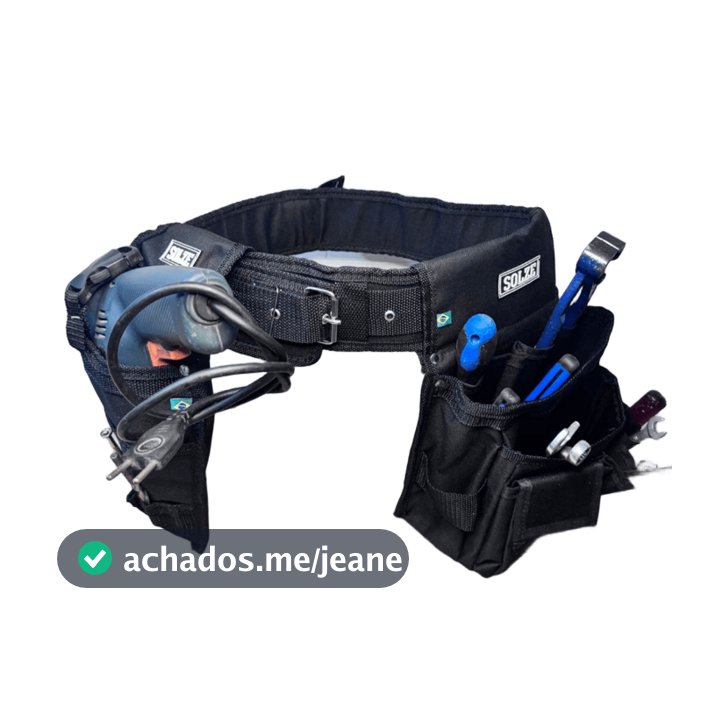 Cinto Duplo Preto Solze Porta Parafusadeira Ferramentas + Multiuso