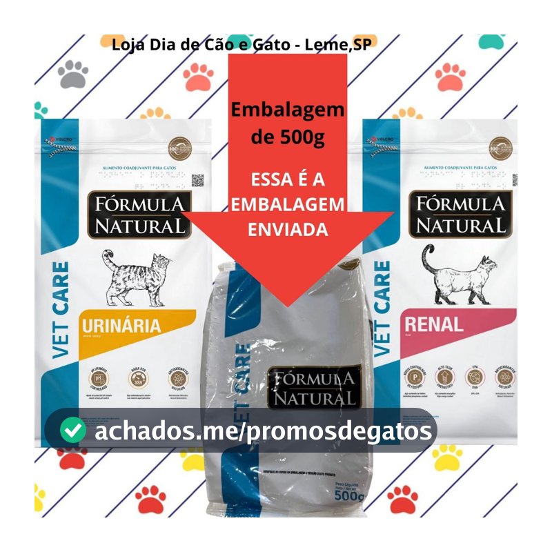 Ração 500g ou 1,5Kg - Ração Vet Care para Gatos -  Urinária ou Renal