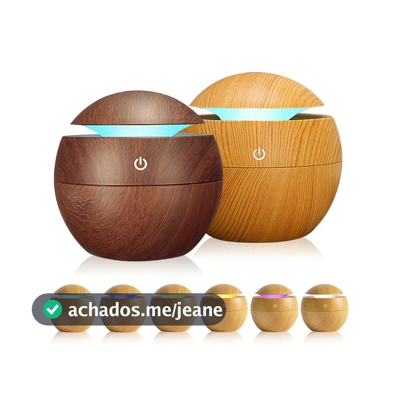 Mini Umidificador de Ar e Aromatizador de Ambientes Tipo Madeira