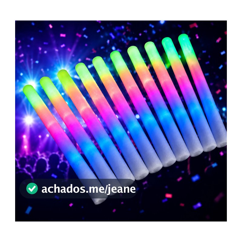 Kit 20 Bastões De Espuma Com Led's Coloridos - Festas - Eventos - Neon - Balada - Lembracinha