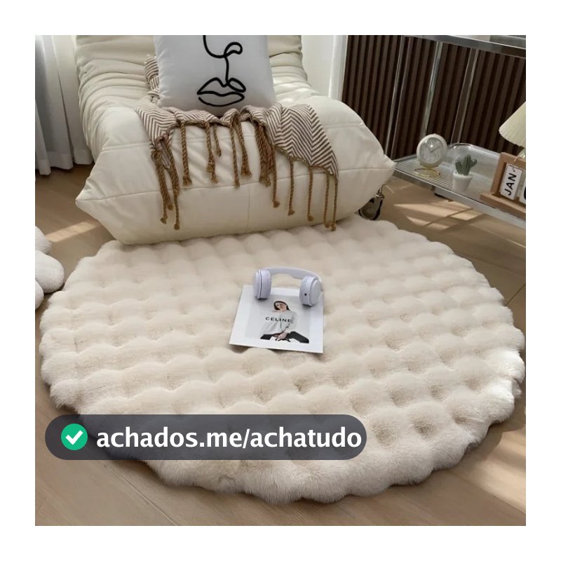 Tapete De Pele De Coelho Falso Redondo Para Quarto Sala De Estar Aconchegante Decoração De Casa Sofá De Piso Cama Rug