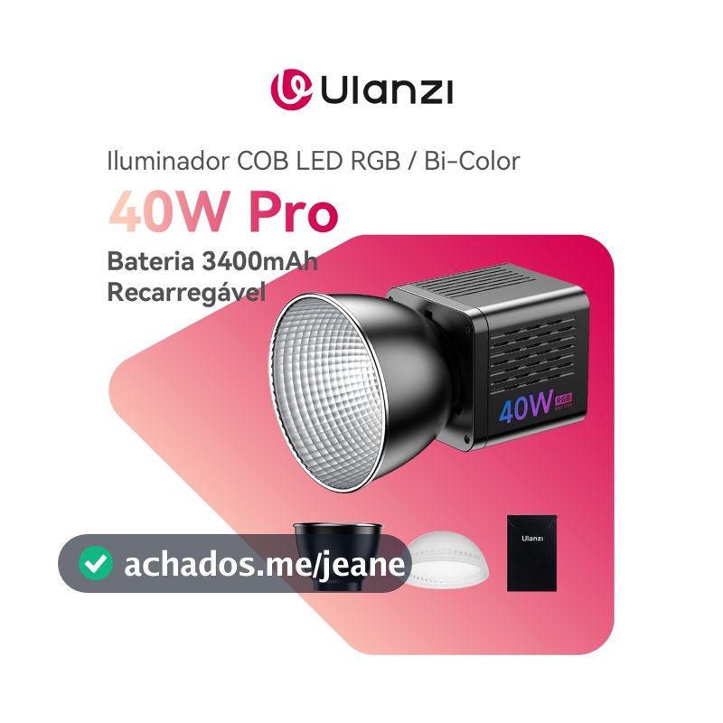 ULANZI 40W Pro Iluminador COB LED RGB / Bi-Color Metálico Recarregável Bateria 3400mAh