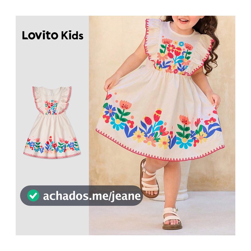 Lovito Kids Férias Vestido com Babados Vestido Primavera/verão para Menina L180LD219