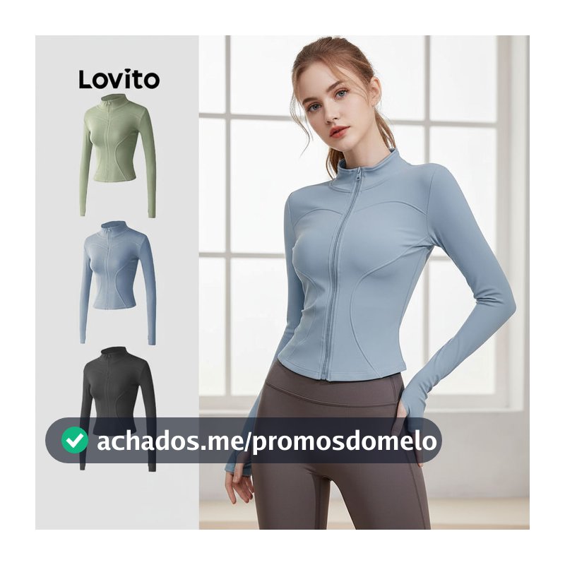 Lovito Casual Jaqueta Esportiva Confortável Elástica Flexível para Yoga Top Modelagem Ajustada Secagem Rápida LNA124047