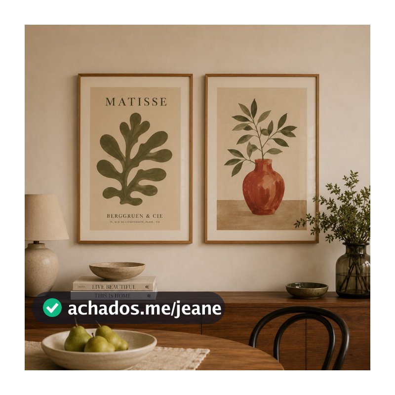Kit 2 Quadros Decorativos Matisse Abstrato Farm House Moderno