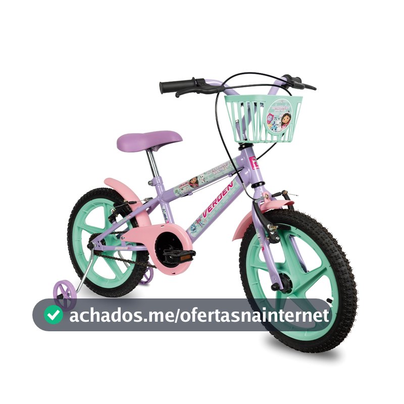 Bicicleta Infantil Com Rodinha Menina Aro 16 A Casa Mágica da Gabby Lilás Verden Bikes