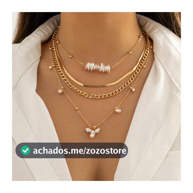 Conjunto De Colar De Pérolas Em Camadas VMI – 4 Peças Gargantilha Separável Pingente Joias Elegantes Acessórios Para Fes