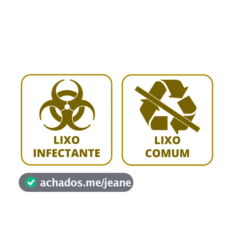 Adesivo Lixo Comum e Lixo Infectante 10x10cm sem Fundo Top