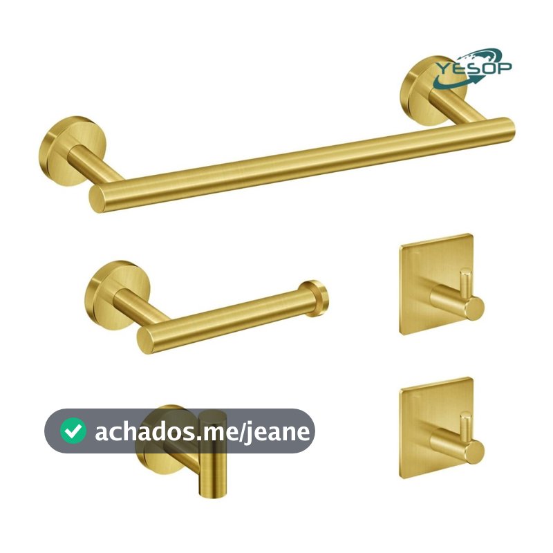 YESOP Kit Acessórios Banheiro Dourado Toalheiros Suportes Para Papel Higiênico 5 Peças