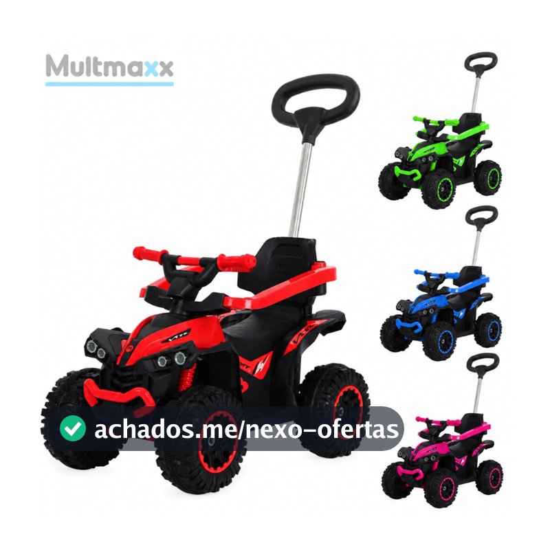 Quadriciclo Infantil Carrinho de Passeio com Empurrador Musical e Farol Brinquedo Andador Multmaxx