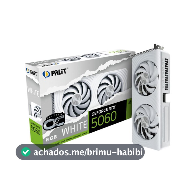Placa de Video GeForce NVIDIA PALIT RTX5060 WHITE OC 8GB GDDR7 NE75060U19P1-GB2063M