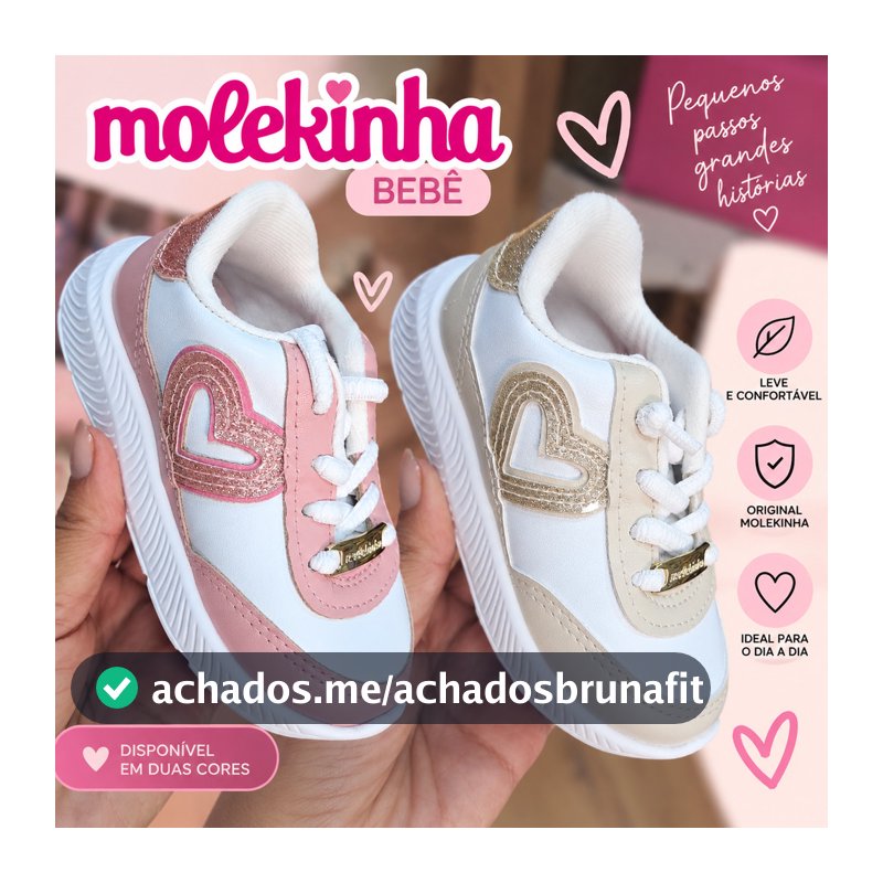 Tênis Bebê Molekinha Original com Glitter e Cadarço Napa Turim /Verniz London