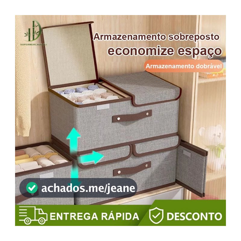 Caixa Organizador Dobrável Retrátil De Tecido TNT Roupa Objetos Brinquedos Cosmético Bom Presente - ALINA