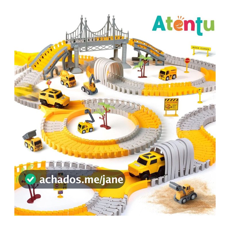 Pista de Carrinhos Construção com 98, 180 e 345 Peças Brinquedo Infantil com Carrinho