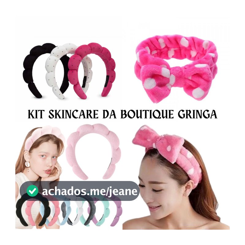 🛍️KIT SKINCARE -Tiara Nuvem + Faixa Super Macia Spa Maquiagem Limpeza Facial Confortável Feminino