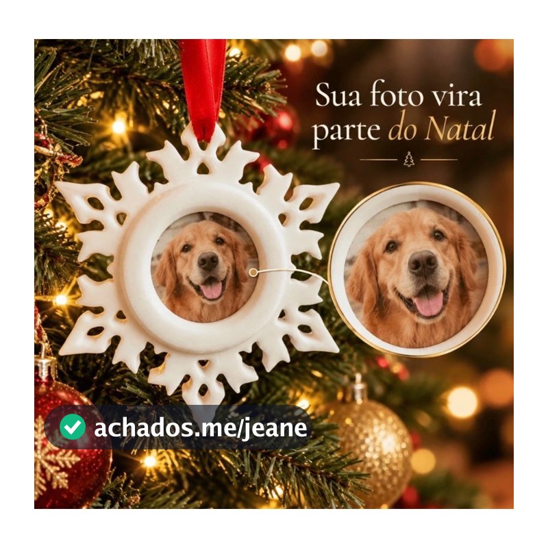 Enfeite de Natal Personalizado com Foto em Floco de Neve