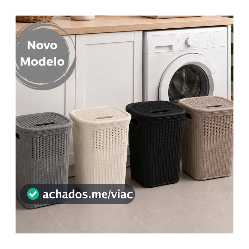 Cesto Roupa Rattan 50 Litros - Cesto Lavanderia Roupa Suja