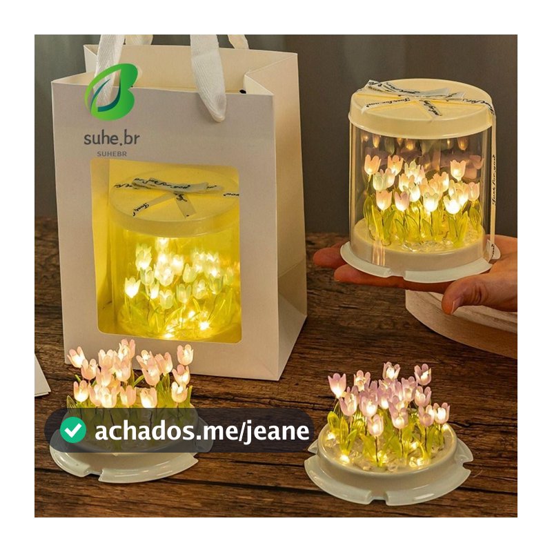 Luz Noturna Tulipa DIY em Formato de Bolo – Lâmpada Decorativa Artesanal LED