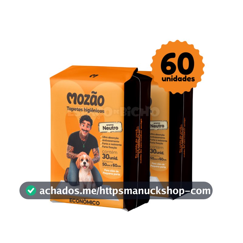 Kit Tapete Higiênico Mozão Aroma Neutro 50cmx60cm 60 Unidades