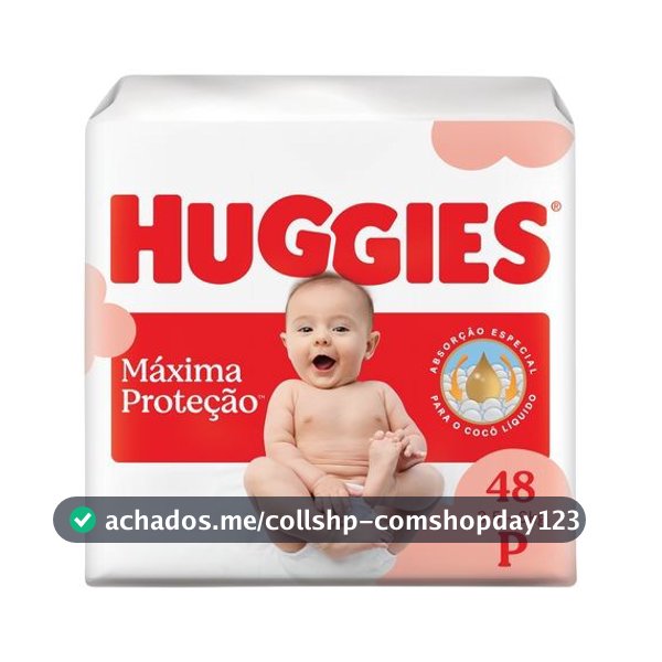 Huggies Fralda Descartável Máxima Proteção P - 48 Un