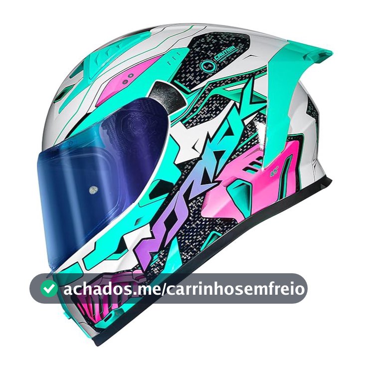 Capacete Moto Feminino Norisk Flow Robot Verde Rosa