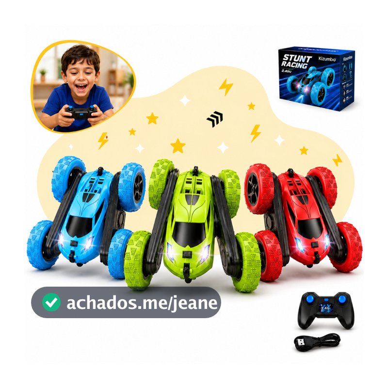 Carrinho De Controle Remoto 4x4 Pirueta Giro 360º Brinquedo Recarregável Maluco Com Luzes Kizumba