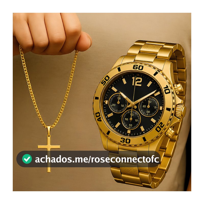 Kit Relógio Masculino Aço Inox + Corrente Cruz e Pulseira – Presente Masculino Luxo Prata Original