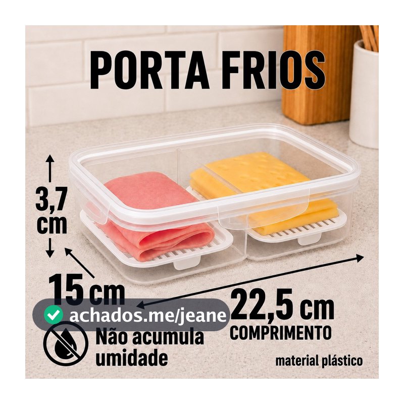Porta Frios para Geladeira Hermético Branco Empilhável com Base Escorredora Removível