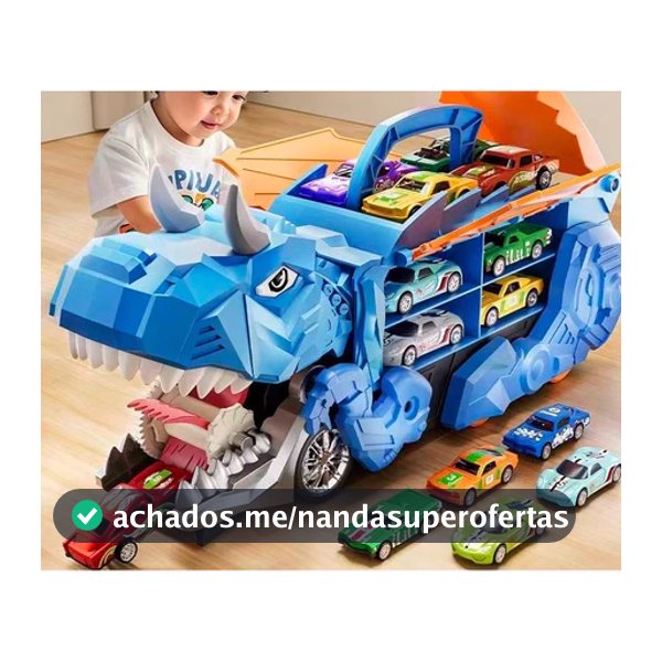 Brinquedo Caminhão Dinossauro Engolidor 2026 Porta-Carrinhos com 4 Carrinhos de Metal – Kit Infantil🦖🚚