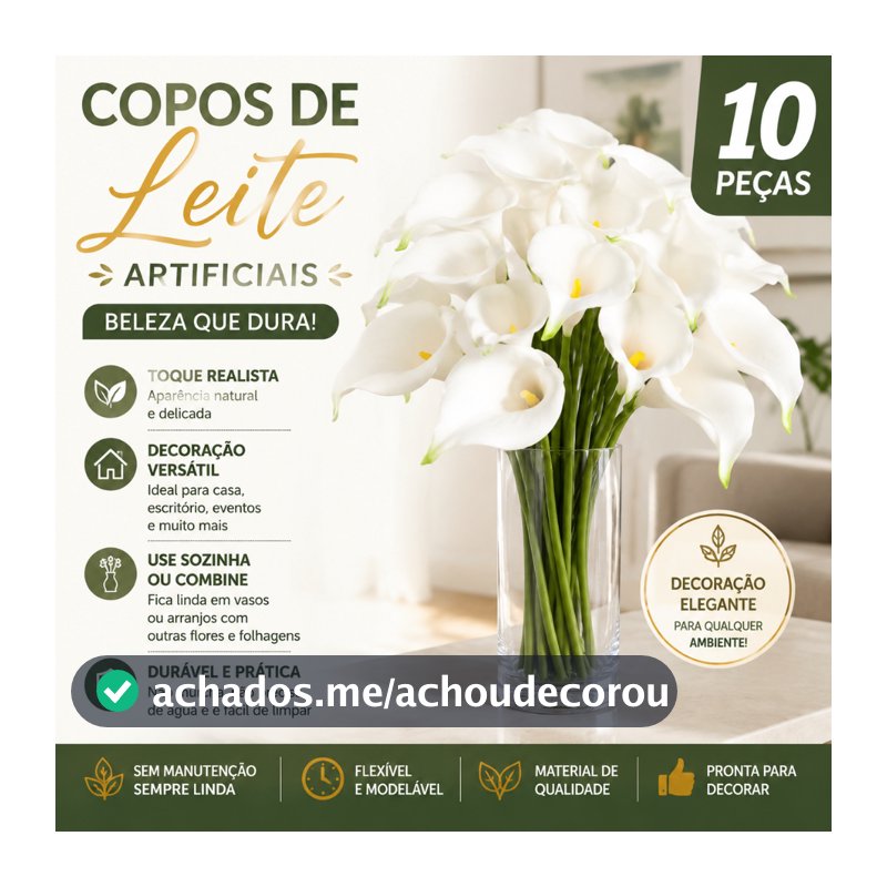 Kit 10 Flores Copo de Leite Artificial Toque Real Decoração