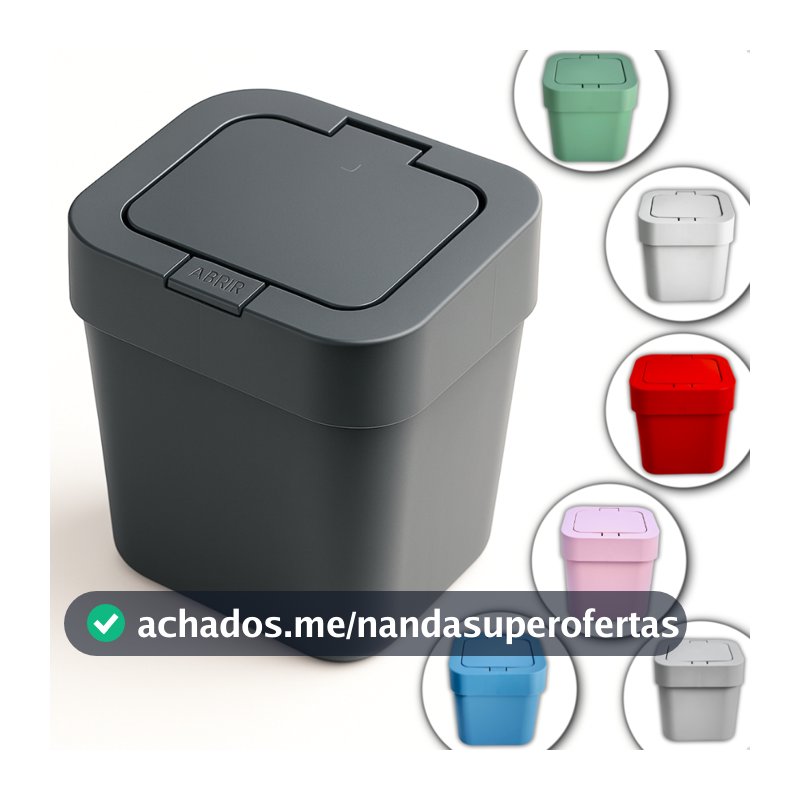 Lixeira Com Tampa Click Para Pia De Cozinha Banheiro Escritório Quarto Resistente Versátil Pequena Compacta 4 Litros