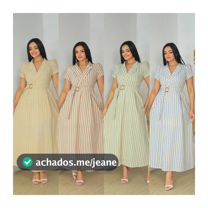 VESTIDO  LONGO LINHO LISTRADO MODA EVANGÉLICA ELEGANTE  E CONFORTÁVEL