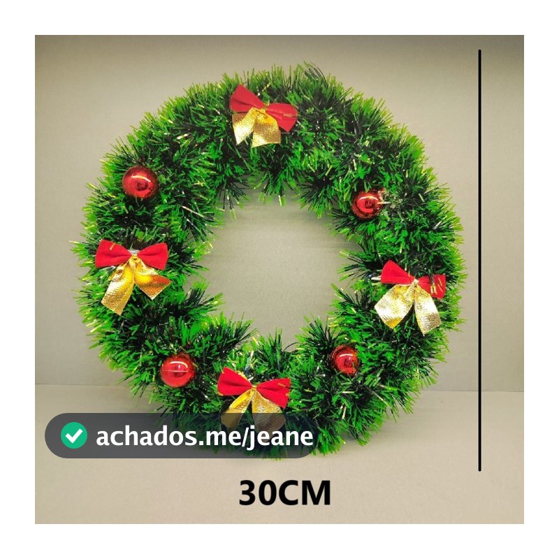 Guirlanda 30Cm Verde Para Porta Com Bola Ou Sinos Ou Laço Enfeite De Natal Decoração Natalina