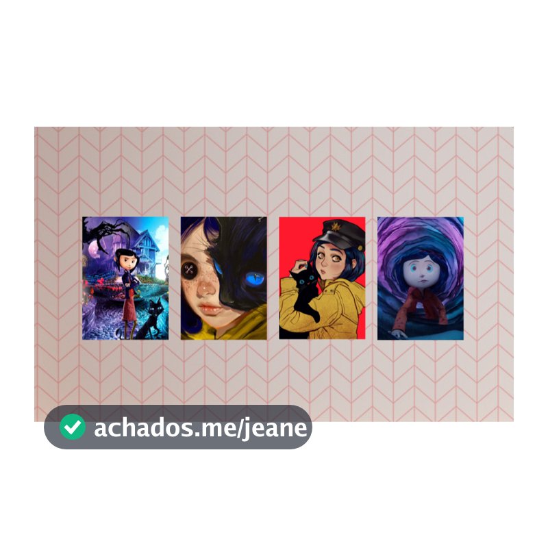 CORALINE - Kit 4 quadros - Placa Quadro decorativo Mdf - Quadro Infantil - Filme