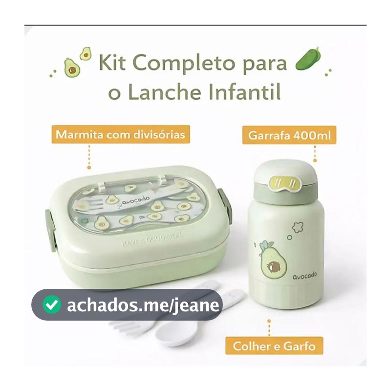 Kit Lancheira infantil com garrafinha e talheres