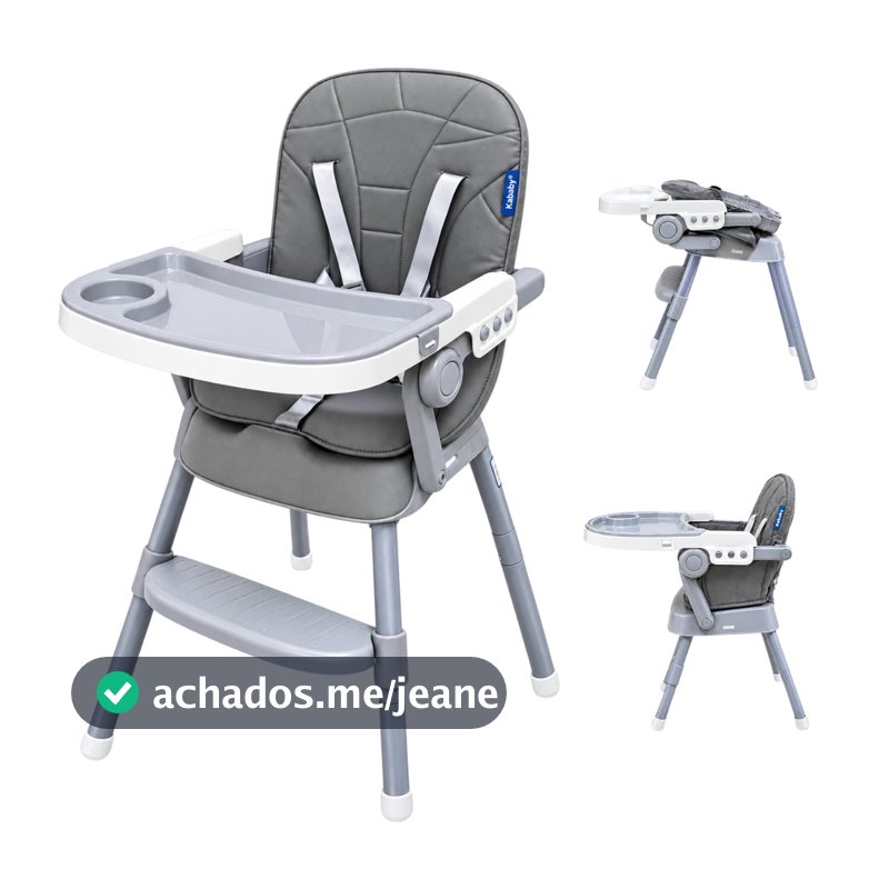 Cadeira De Alimentação Essencial Portátil Bebê Multifuncional 3 em 1 Acolchoado com Bandeja, Cinto Suporta 15kg - KaBaby