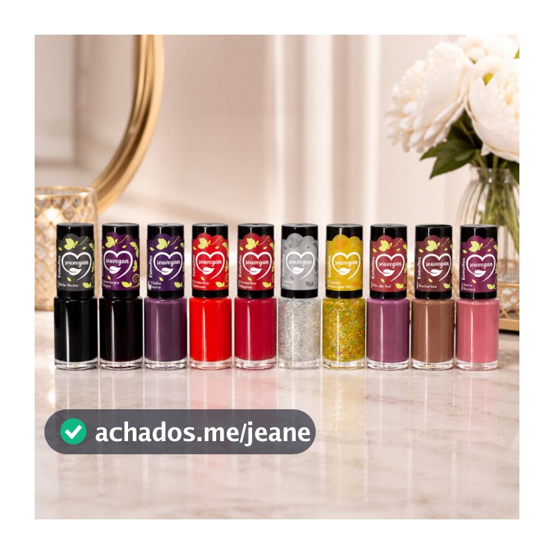 Kit 10 Esmaltes Sou Vegan Cores Sortidas Vegano 7 Free Alta Cobertura Brilho Intenso