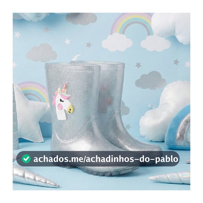 Galocha Infantil Feminina Impermeável Leve Confortável