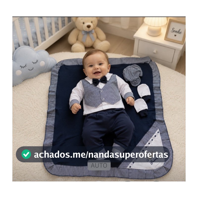 Saída de Maternidade Menino Luxo 6 Peças Para Bebê Recém, Malha Hipoalergênico 100% Algodão.
