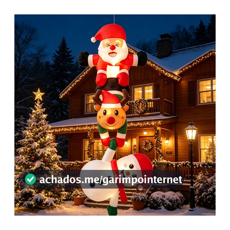 2.4M/7.8FT Decorações De Natal Brinquedo Inflável Santa Rena Boneco De Neve Empilhado Casa Quintal Ornamentos LED De Fes