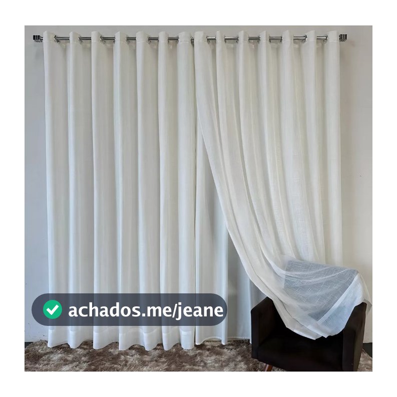 Cortina Voil Gaze de Linho com Forro Microfibra Alto Padrão com Ilhós Cromado Voil Flame