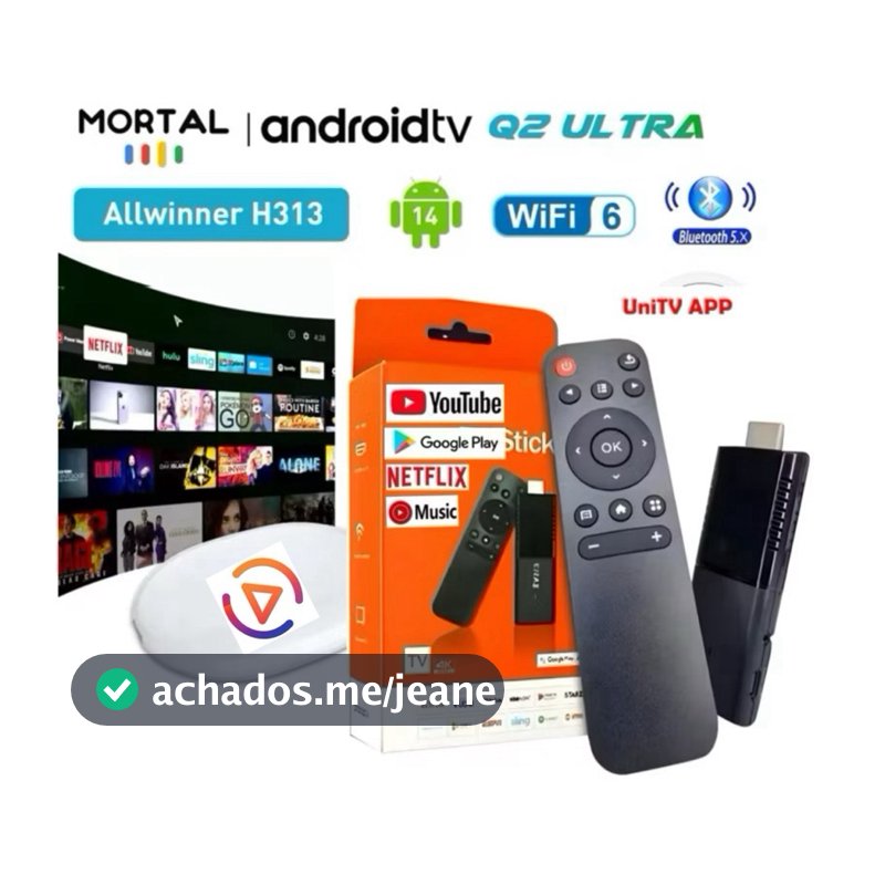 Fire Stick Wolf TV One™ Q2 Ultra Android TV 14 Wi-Fi Bluetooth HDMI | Uni/TV App Streaming Smart TV