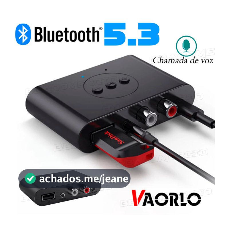 Receptor De Áudio Usb Tipo-C Bluetooth 5.3 Nfc Com P2 E Rca Para Carro Caixa de Som Receiver