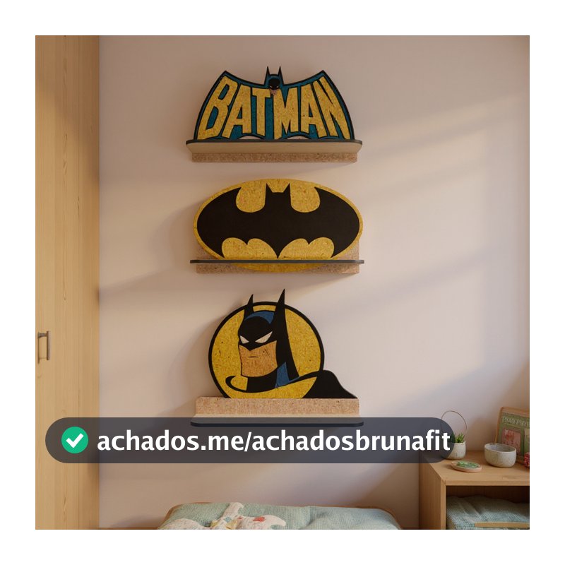 Kit Prateleiras Batman 32x20cm Suporte Organizador para quarto sala